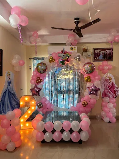 Pink birthday balloon theme by Shree Balaji Caterers